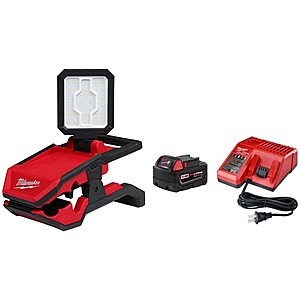 Milwaukee M18 18-Volt 2000 Lumens Lithium-Ion Cordless Rover LED Clamping Flood Light w/ (1) 5Ah Battery & Charger,$149,FS,Home Depot