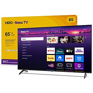 Hiro 65" 4K HDR Smart TV Flat Screen LED Television with Roku TV and Dolby Audio Streaming, $249.99, Target