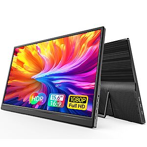 WGK 15.6 inch Portable Monitor 1080P FHD Travel Display HDMI/USB-CIncludes Stand and Speakers VESA, $39.99, Amazon
