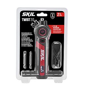 SKIL Twist 2.0 Rechargeable 4V Screwdriver w/ Pivoting Head $23 