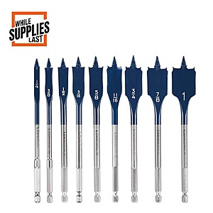 Bosch Daredevil High Carbon Steel Standard Spade Bit Set (9-Piece), $8.55, FS, Home Depot