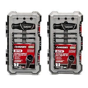 Husky BITE SAE and Metric Impact Ready Interchangeable Nut Driver Set with Cushion-Grip Handles (20-Piece), $39.97, FS, Home Depot