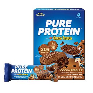 Prime Members: 4-ct 1.76-oz Pure Protein Cocoa PEBBLES Protein Bars $3.55 w/ S&S