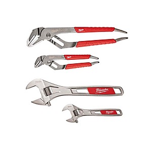 4-Pc Milwaukee 6" & 10" Straight-Jaw Pliers Set w/ 6" & 10" Adjustable Wrench Set $40 + Free S&H