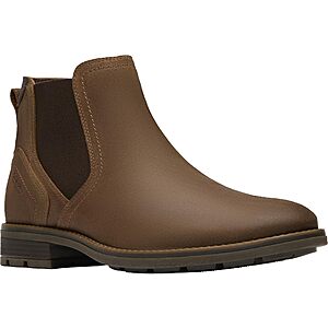 Clarks mens Emmet Easy Chelsea Boot, sizes 9.5, 10, 10.5, Cola suede color, $39.99, Amazon