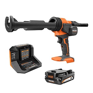 RIDGID 18V Cordless 10 oz. Caulk Gun and Adhesive Gun Kit with (1) 2.0 Ah Battery and Charger, $74.50, FS, Home Depot