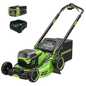 Greenworks Pro 60V 22 in. Brushless Cordless Battery Walk-Behind Self-Propelled Push Lawn Mower 8.0Ah Battery & Charger, $399.99, Tractor Supply Company