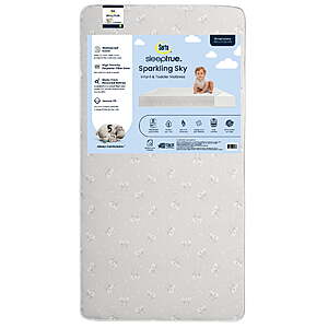 Serta SleepTrue Sparkling Sky 5" Dual-Sided Crib & Toddler Mattress - Sustainably Sourced Fiber Core - Waterproof - Lightweight - GREENGUARD Gold Certified - 5 Year Warranty, $59