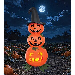 6 Ft Inflatable Jabberin' Jack Stacked Pumpkins with Built in Video Projector & Speaker, 80 Minutes of Singing, Talking, and Joking with Animations, $69.99, Amazon