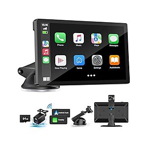 9" Wireless CarPlay Android Auto Screen with Dash Cam, $43.99, FS Prime, Woot!