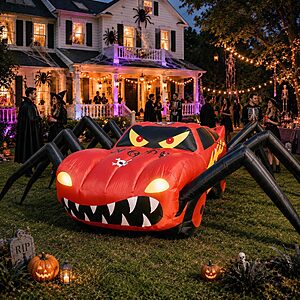 20FT Red Spider Car Halloween Inflatables Outdoor Decorations Built-in LEDs, $99.98