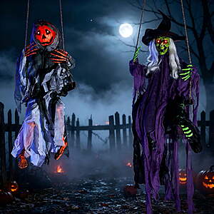 Joyfy 2 Packs Halloween Decorations Outdoor Hanging Ghosts,Light Up 3.9ft Witch and 3ft Pumpkin Face, + more, $39.99, FS, Walmart