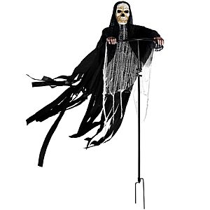 JOYIN 5.9 ftHalloween Grim Reaper Decorations Outdoor Rotatable Flying Scream, $25.99