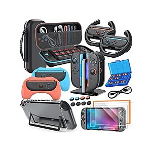 MENEEA Switch 2 Accessories, 20-in-1 Bundle Case for Nintendo Switch 2 (Black), $24.99, FS Prime, Woot!
