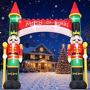 $64.89, FS, Yexmas 10FT Christmas Inflatable Archway, Blow Up Nutcracker Soldier Arch Decoration with Built-in LED