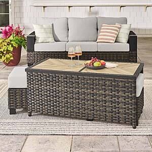 $197, FS, WM, Better Homes & Gardens Rockport Outdoor Coffee Table with Ceramic Tile Top, Brown