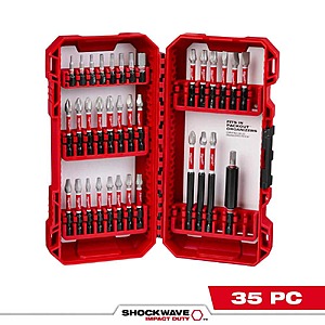 $12.97, FS, Milwaukee SHOCKWAVE Impact Duty Alloy Steel Screw Driver Bit Set (35-Piece), Home Depot