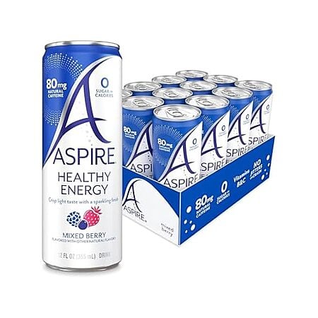 12 pack, 12 oz, Aspire Healthy Energy Drink, Mixed Berry, Zero Sugar or Calories, Vegan, Kosher, Keto Friendly, Gluten Free, $9.99, FS Prime, Woot!
