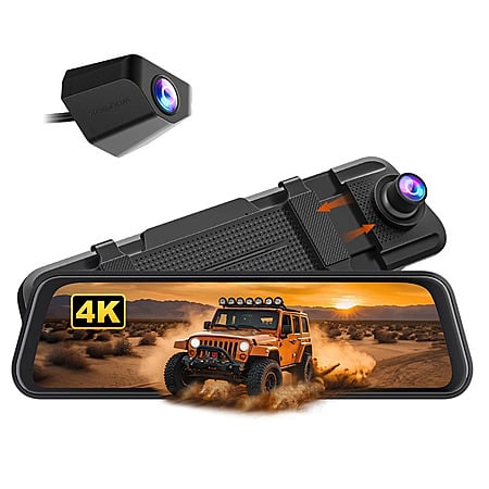 WOLFBOX M40lite 4K 10" Rear View Mirror Camera, Dash Cam Front and Rear for Car, $55.99, FS, ebay