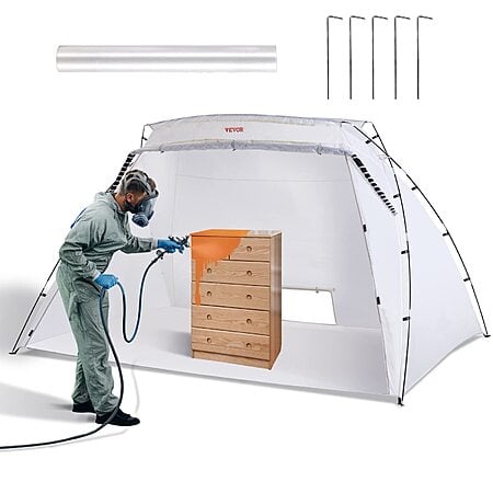 VEVOR Portable Paint Booth,10x7x6ft Larger Spray Paint Tent with Built-in Floor & Mesh Screen & Windproof Hooks, $32.57, Amazon