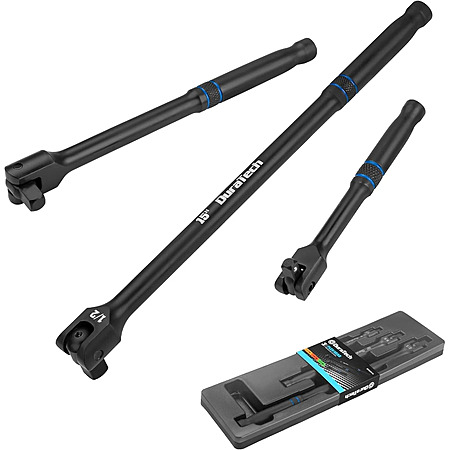 DURATECH 3PCS Breaker Bar Set 1/4" 3/8" 1/2" Drive 180°Rotatable Head 6" 10” 15", black or silver, $21.59, FS, ebay