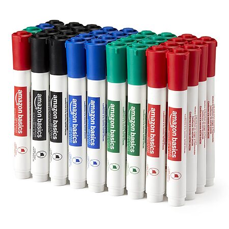Prime 36 pack amazon basics low odor dry erase whiteboard markers chisel tip quick dry 4 assorted colors 11 03 amazon