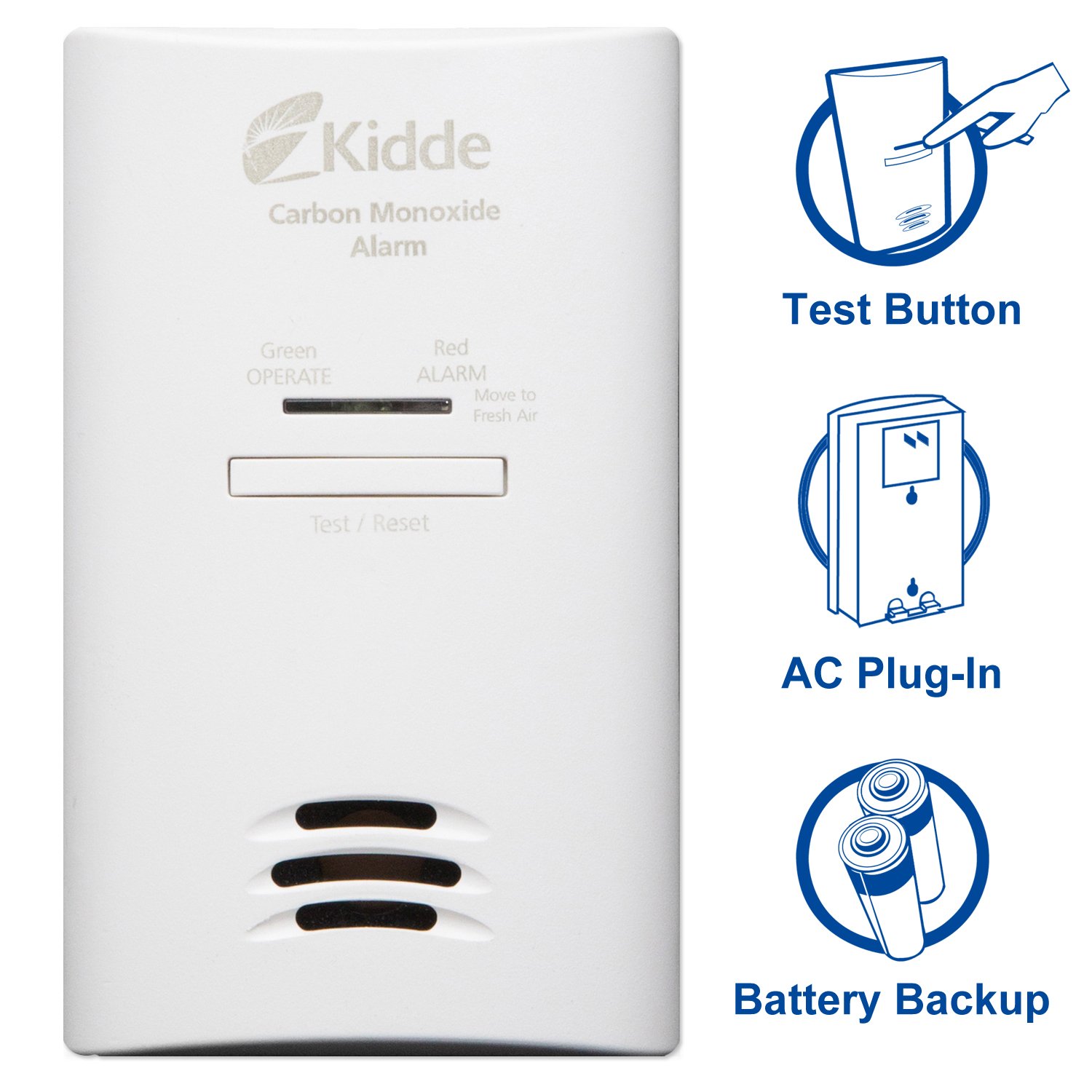 Kidde Plug-In Carbon Monoxide Detector Alarm w/ Battery ...