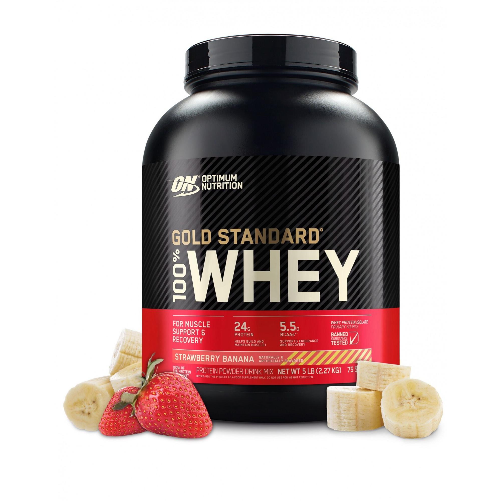 5 lb Optimum Nutrition Gold Standard 100% Whey Protein Powder, Strawberry Banana, $38.41, free shipping, Walmart