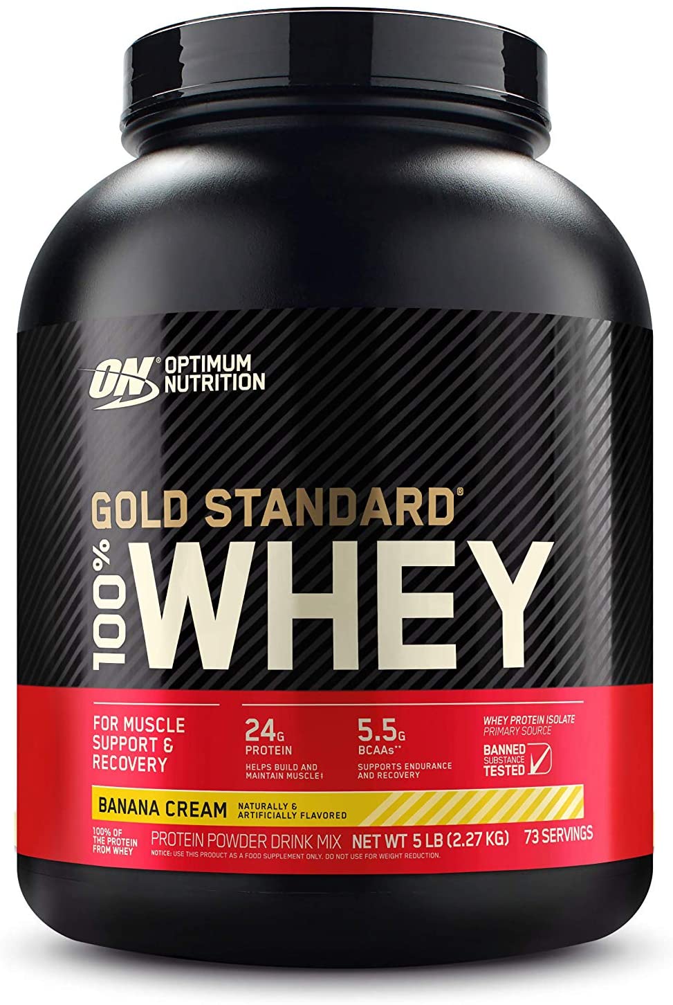 5 lb Optimum Nutrition Gold Standard 100% Whey Protein Powder, Banana Cream, $38.36 w/ S&S, Amazon