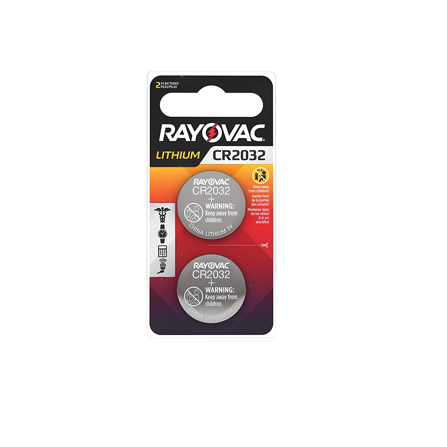 2 Count Rayovac Cr2032 3v Lithium Coin Batteries