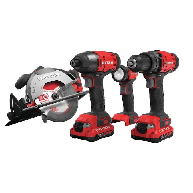 CRAFTSMAN V20 4-Tool 20-Volt Max Power Tool Combo Kit (Charger Included and 2-Batteries Included), $149, free shipping, Lowe's
