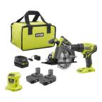 Ryobi 18-Volt Cordless ONE+ Drill/Driver, Circular Saw Kit w/(2) 1.5 Ah Batteries, Charger, Bag and Portable Power Source or LED light, $119, Home Depot