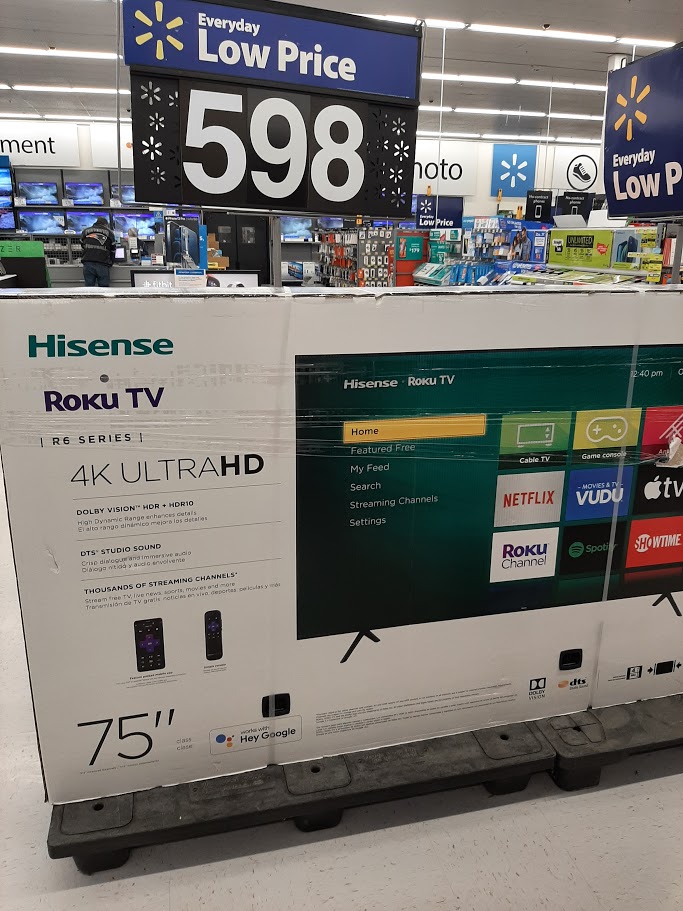 Hisense 75" TV 75R6e UHD 4k $598 - Walmart - in store only