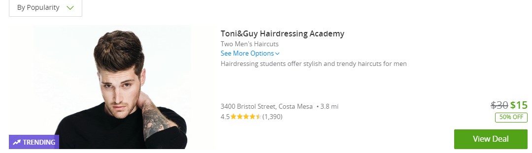 Toni And Guy Two Men S Hair Cut 15 Costamesa Slickdeals Net