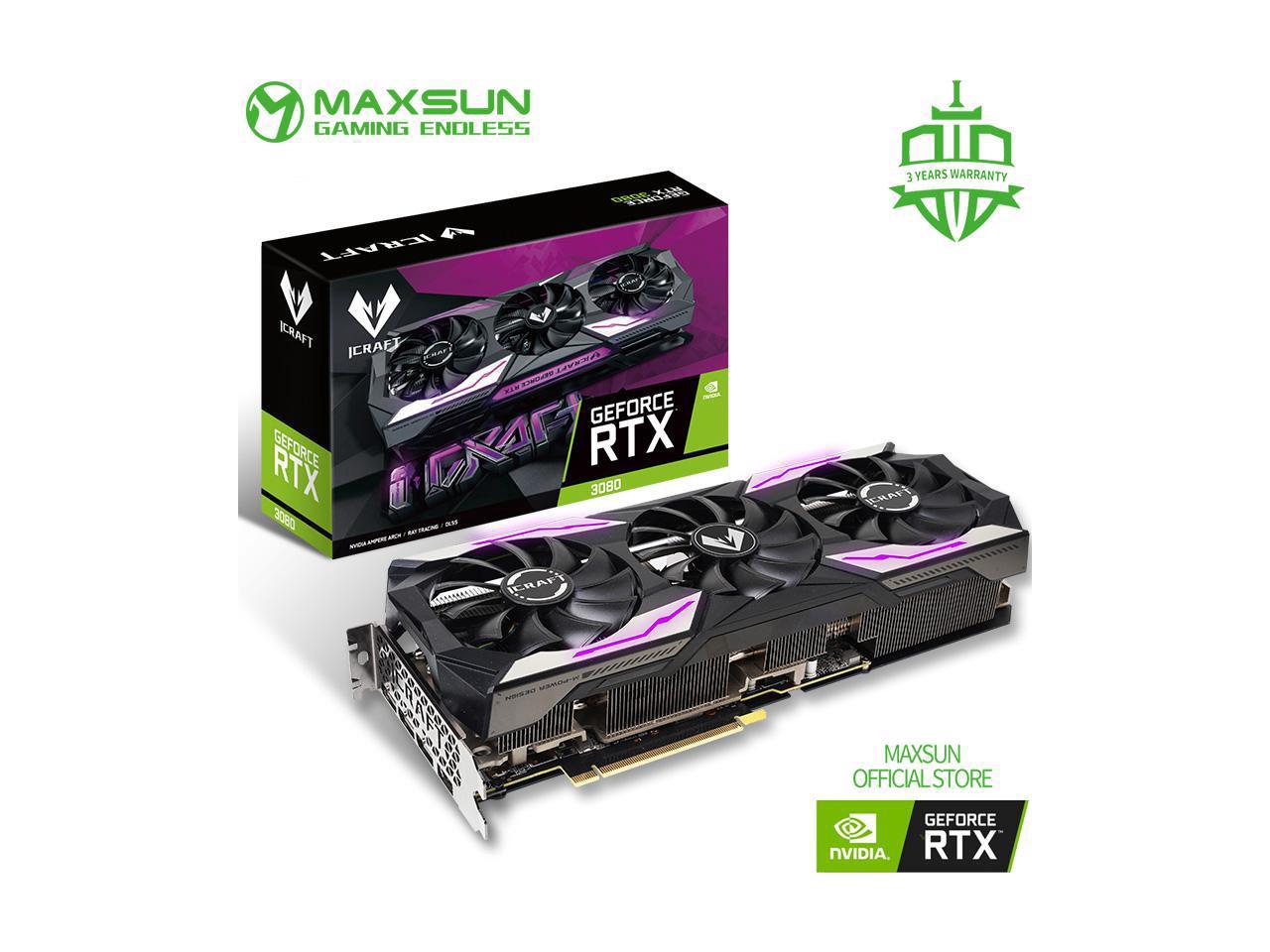 MAXSUN GeForce RTX 3080 iCraft OC 10GB GDDR6X 320-Bit Computer Video Gaming Graphics Card GPU RGB LED $699.99 ($175 promotional giftcard)