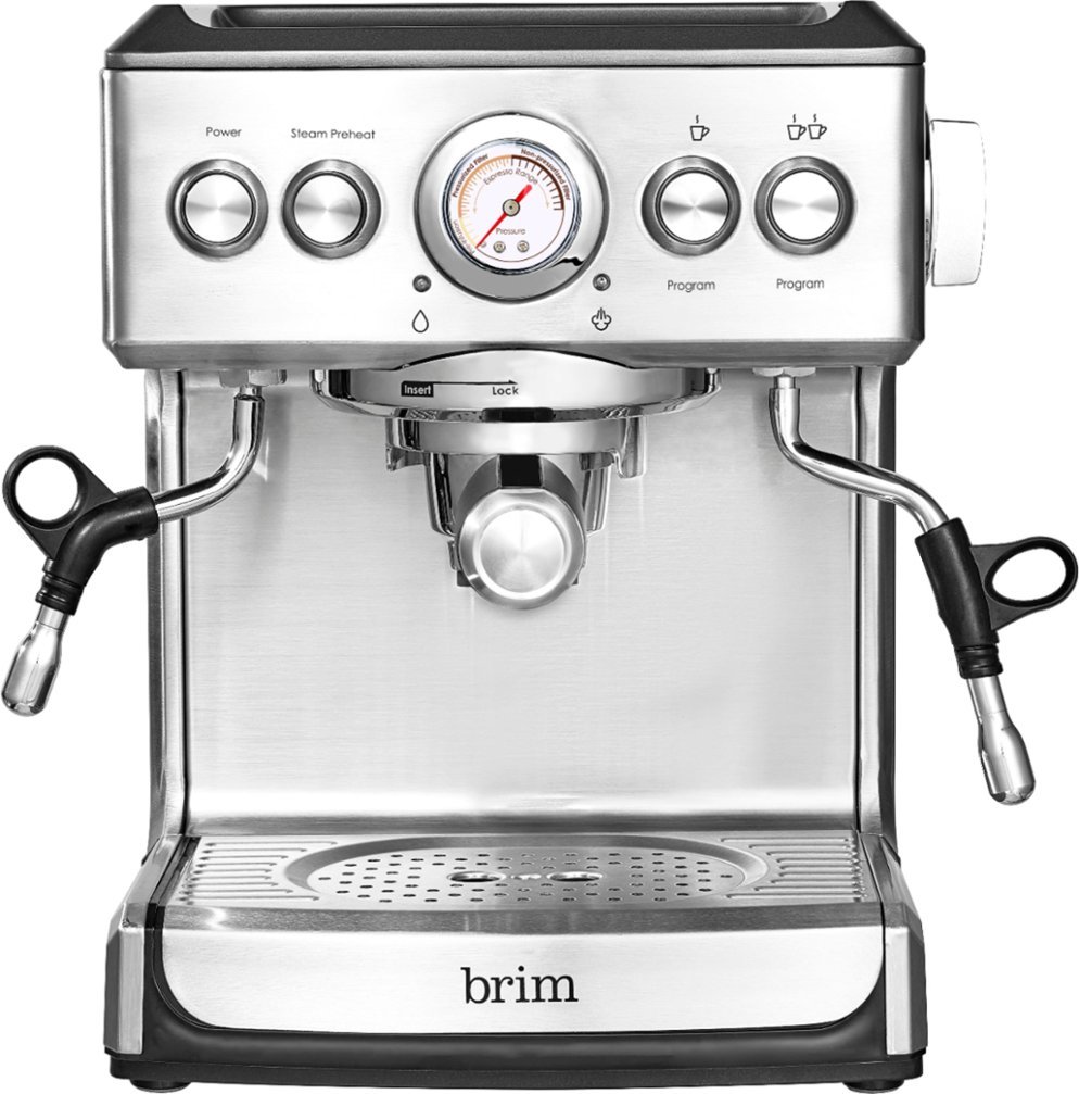 Brim Espresso Maker with 19 bars of pressure, Milk Frother and Removable Water Tank $199.99 @ Best Buy
