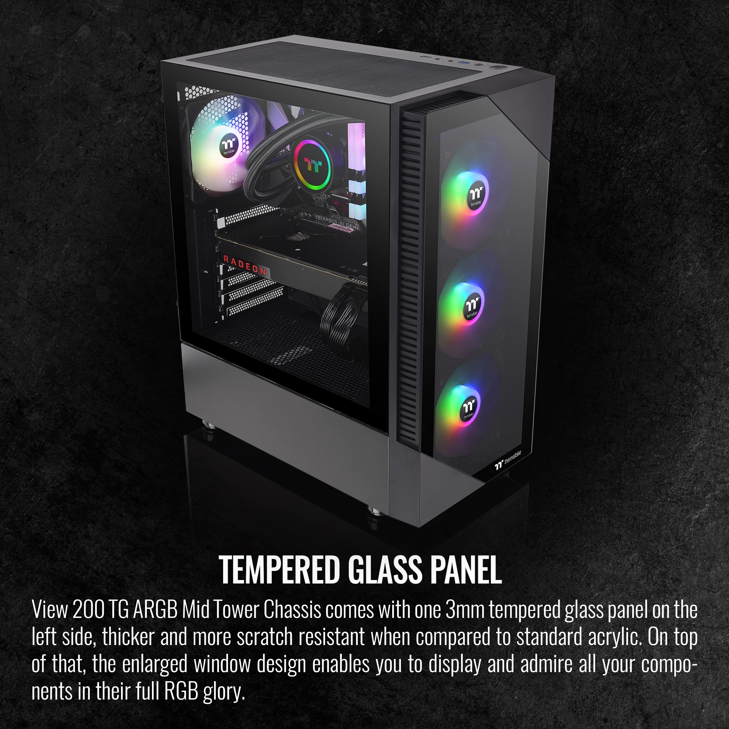 Thermaltake View 200 TG ARGB Motherboard Sync ATX Tempered Glass Mid Tower Computer Case with 3x120mm Front ARGB Fan $59.99 @ Amazon