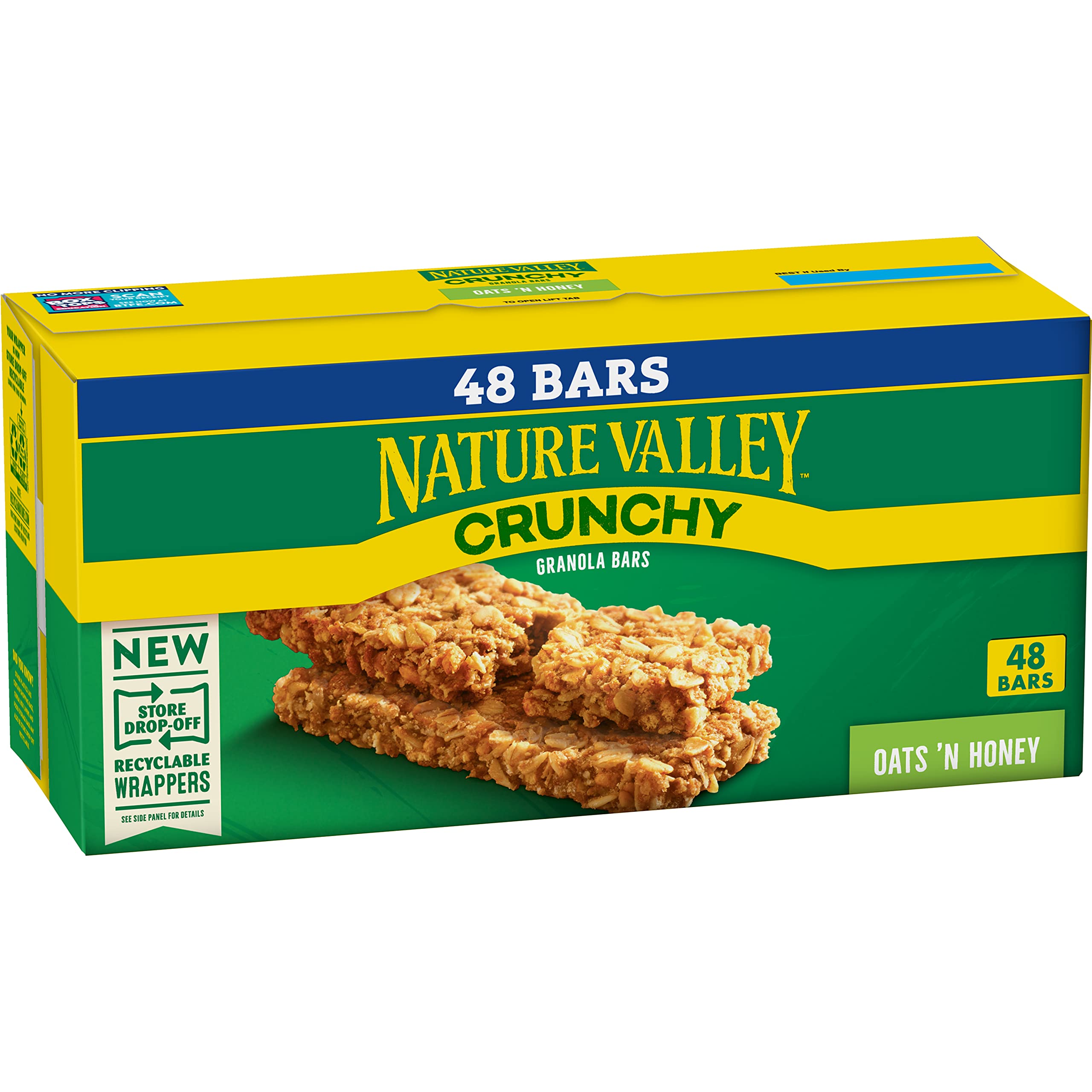 Nature Valley Crunchy Granola Bars Oats 'n Honey, 48 bars $8.37 or $7.53 after 10% S&S at Amazon