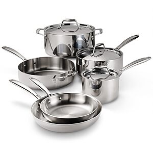 [Prime] Tramontina Signature Tri-Ply Clad Stainless Steel 9-Piece Cookware Set with Lids, Pots and Pans Kitchen Set, Induction-Ready $199.99