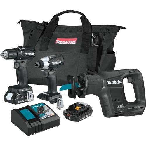Makita drill, impact driver, recip saw w/ 2 batteries and charger $210