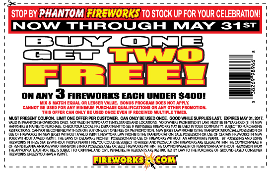 Buy One Get Two Free Phantom Fireworks Use On Any Item Under