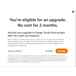 FREE: 2 month Upgrade to Chegg Study Pack for EXISTING Chegg Study Subscription