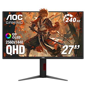 $309.99 | AOC 27" Gaming Monitor QHD 240Hz QD OLED NVIDIA G-SYNC Compatible Q27GAZDV