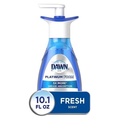 Dawn Platinum Dishwashing Foam Pump, Fresh Rapids Scent Soap (10.1 fl oz) - Valid In-Store Only - $1.99