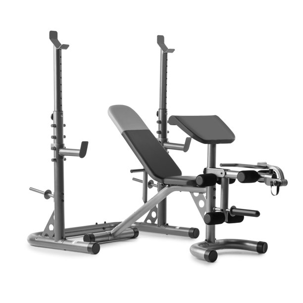Weider XRS 20 Adjustable Bench with Olympic Squat Rack and Preacher Pad, 610 Lb. Weight Limit $179