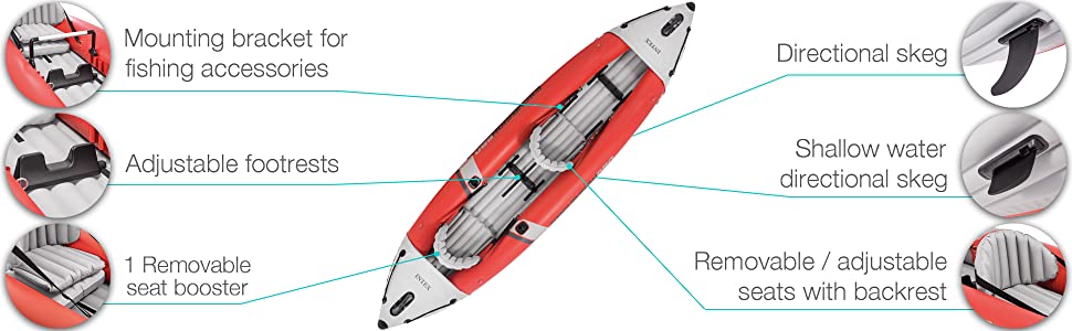Intex Excursion Pro Kayak, Professional Series Inflatable Fishing Kayak, K2: 2-Person, Red $173.87