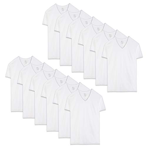 12-Pack Men's Fruit of the Loom Stay Tucked V-Neck T-Shirt (White, various sizes) $20 ($1.67 each) + Free Shipping w/ Prime or on orders over $25