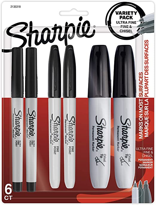 6-Count Sharpie Permanent Markers Variety Pack (Black) $5 + Free Shipping w/ Prime or on orders over $25