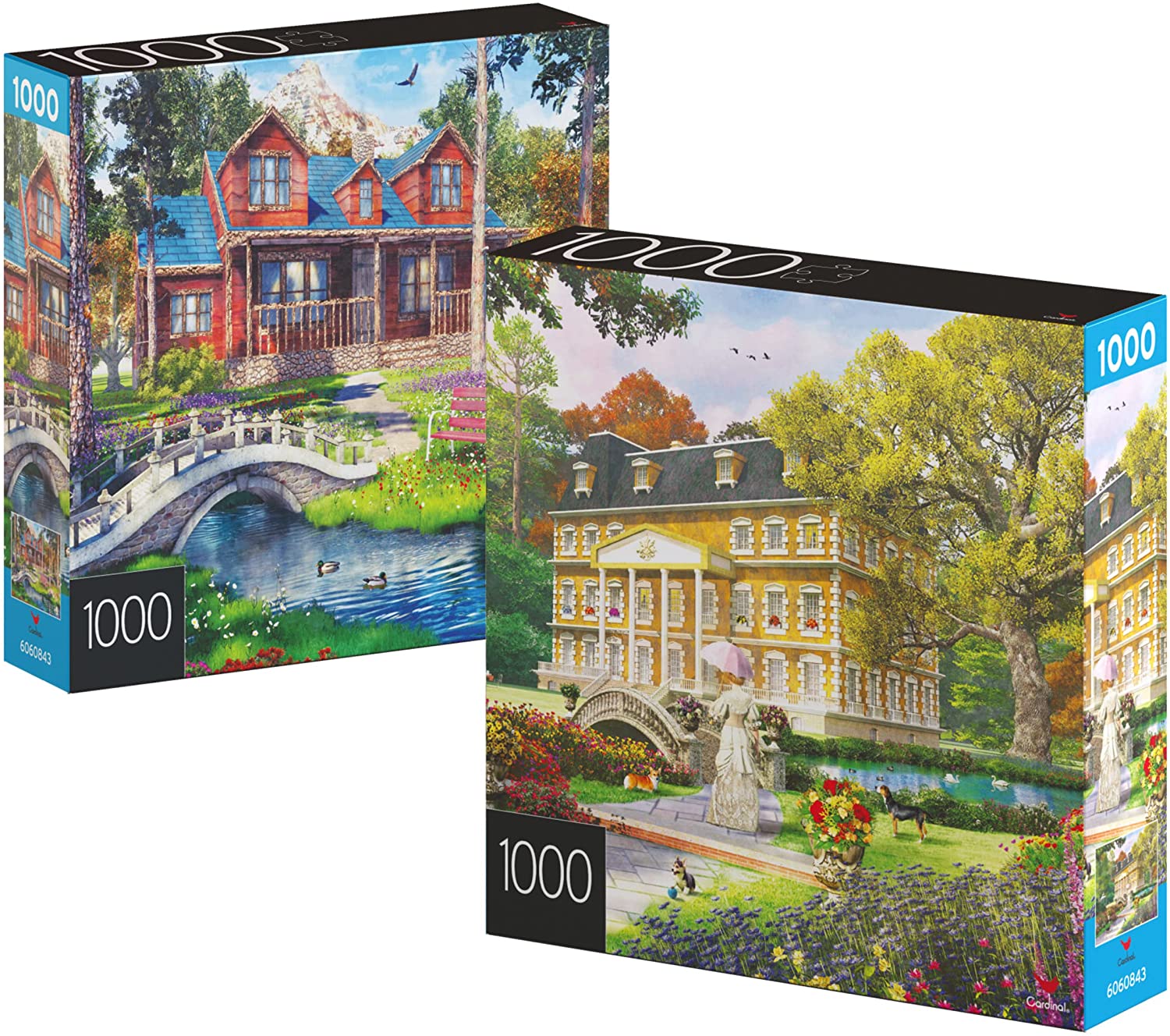 2-Pack 1000-Piece Jigsaw Puzzles (Pine Cabin and Summer Estate) $9.11 + Free Shipping w/ Prime or on orders over $25