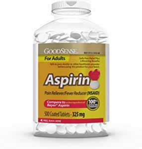 500-Count 325 mg GoodSense Aspirin Pain Reliever & Fever Reducer $2.84 w/ S&S + Free Shipping w/ Prime or on orders over $25